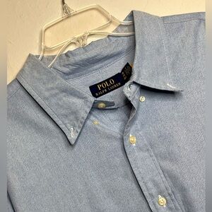 Polo Ralph Lauren Men’s 3XB Long Sleeve Flesh Pony Button Up Blue Cotton Shirt